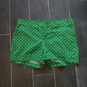 Old Navy green and white polka dot shorts. Size 4.